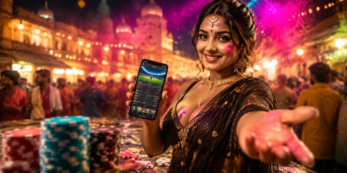 Young person betting on sports at a festival in India